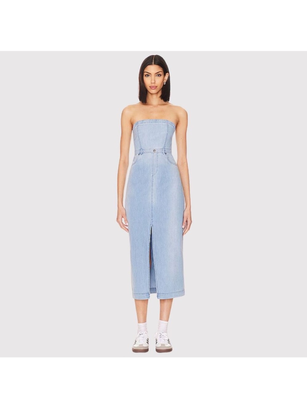 Free People Picture Perfect Midi Denim Strapless Dress Size 2